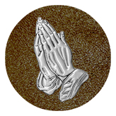 DAROUND 516 SL SH BR Silver Praying Hands Shimmer Brown Background